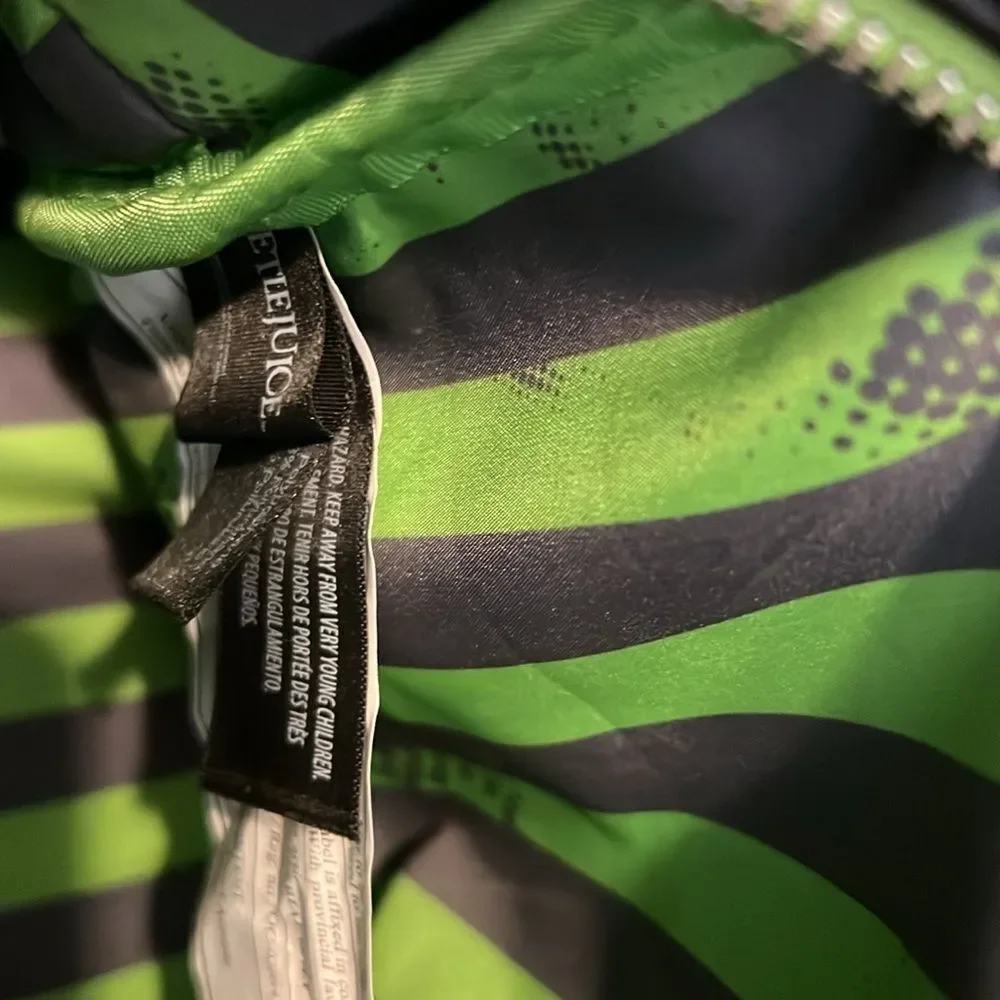 Loungefly Black and White Striped Beetlejuice Beetlejuice Backpack EUC